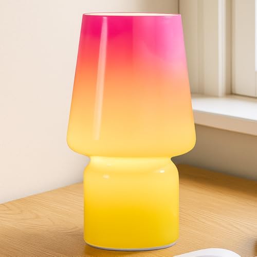 Mushroom Lamp,Mother's Day Gifts,Small Table Lamp,Cute Nightstand Kitchen Mini Lamp,Glass Table Lamp,Suitable for Bedrooms, Kitchens, Living Rooms, Bedside, Girl Gifts（Pink Gradient） by SUREYOND
