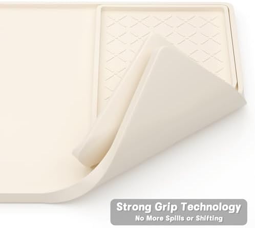 Rnivvi Silicone Coffee Mat, 16" x 24" Waterproof Raised Edge Coffee Bar Mats for Espresso Machine Station Accessories, Heat Resistant Detachable Dish Drying Pad for Kitchen Counter, Dish Rack, Beige - Image 5