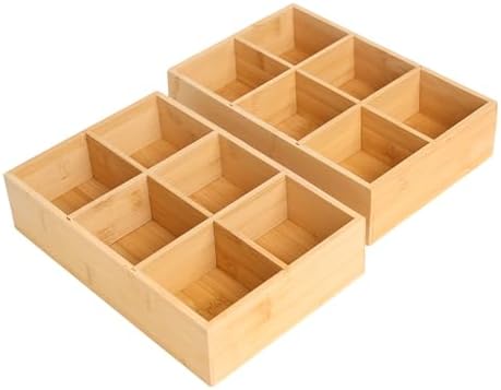 2 Pack Bamboo Small Desk Drawer Organizer by Saparim