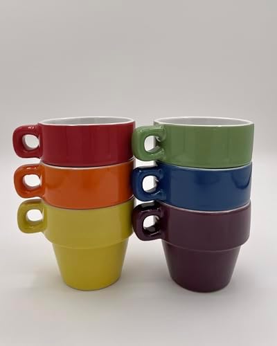 gypsy color 3 oz Espresso Stacking Mug Set with Metal Stand, Set of 6 - Image 4