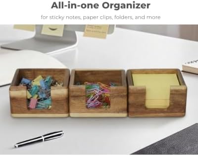 Acacia Wood Sticky Note Holder Desk Organizer 9.5x9.5cm - Image 4