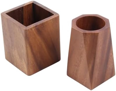 Walnut Wooden Pencil Holder Cup for Desk Natural Wood Pen Holder Stand for Office Home (Octagonal) - Image 7