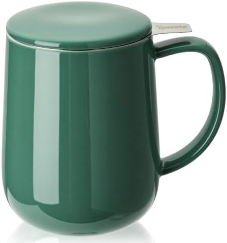 Sweese 20 OZ Porcelain Tea Mug with Infuser and Lid, Sage Green Tea Cup, Gifts for Tea Lover - Sage Green by Sweese
