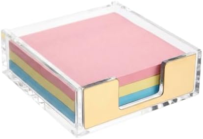 Acrylic Sticky Note Holder, Sticky Note Dispenser, Gold Desk Accessories by Unknown