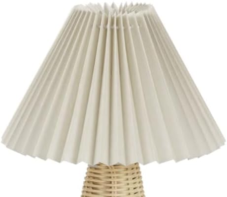 Bedside Night Lamp with Rattan Base, Vintage Style Soft Focus Light for Bedroom, Living Room, Nightstand, Tabletop, Reading Desk and Home Decoration - Image 3