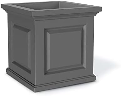 Mayne Nantucket 16x16 Weatherproof Traditional Plastic Planter in Graphite Gray - Image 2