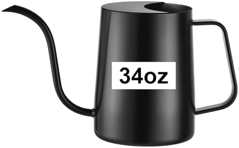 Small Watering Can for Indoor Plants, 34 oz Stainless Steel, Black by LizhluzhFuelYourOutdoor