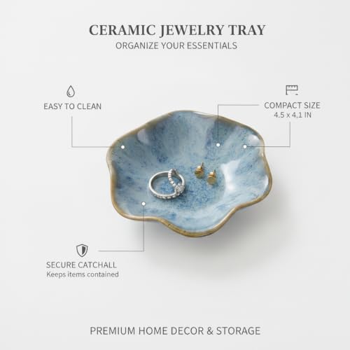 Small Ceramic Jewelry Tray for Rings and Earrings, Decorative Catchall Dish for Vanity, Nightstand, or Dresser Top - Image 5