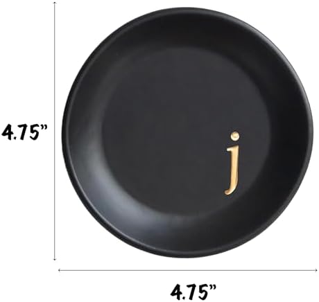 COLLECTIVE HOME - Ceramic Jewelry Tray, Decorative Trinket Dish for Rings Earrings Necklaces Bracelet Watch Keys, Birthday Mother's Day Christmas Gift for Women, 4.75", Black Surface (j) - Image 2