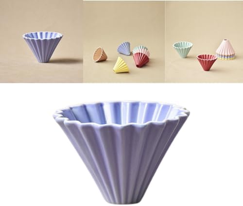 Purple Ceramic Pour Over Coffee Dripper - Origami-Inspired V60 Filter Cup, 10.3×7.8cm Heat Retaining Hand Brew Cone with Deep Grooves for Coffee Extraction, Perfect for Home and Cafe Brewing by Boxonly