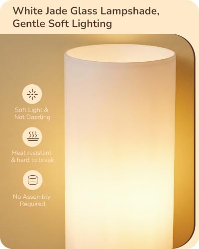 EDISHINE 9.85" Glass Table Lamp, Dark Walnut Wood Base, Easy to Assemble - Image 3