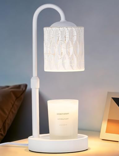 Briever Dimmable Candle Warmer Lamp with Timer, Height Adjustable Electric Candle Wax Warmer, Birthday Gifts for Women Mom, House Warming Gifts New Home Decor, Solid Wood Base, Miracle White by Briever