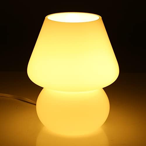 BSOD Mushroom Lamp,Vintage Glass Mushroom Bedside Table Lamps Yellow Murano Style Small Nightstand Desklamp Swirl Light for Home Decor, Dining, Living, Bedroom, Gift (Bright Yellow) - Image 3