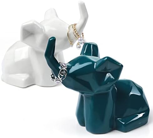 PUDDING CABIN 2 Pack Elephant Ring Holder Figurines Wedding Gifts for Couples Cute Table Desk Preppy Room Decor Elephant Gifts for Women Mom Mothers Day Birthday Christmas by PUDDINGCABIN