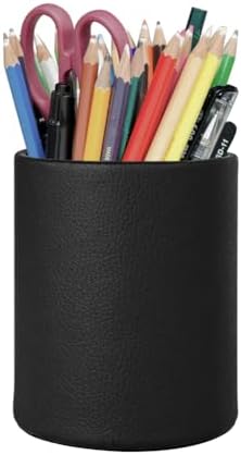 PU Leather Pen Holder Desk 3.94-inch Tall Pencil Cup Organizer by Balitioyi