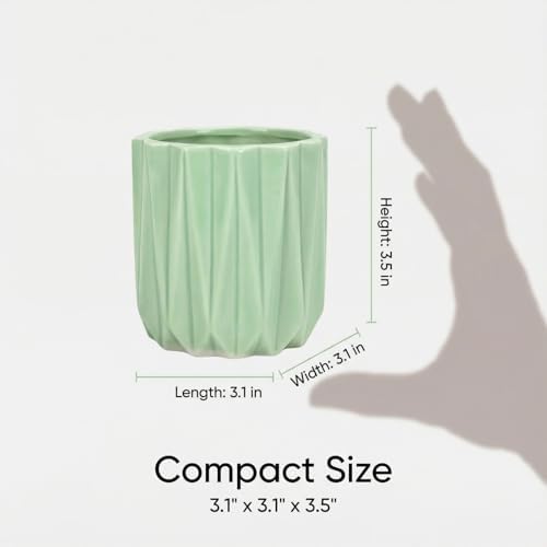 Succulent Plant Pots Ceramic Plant Pots and Drainage Hole Bonsai Planter Small Flower Pots for Indoor Outdoor Use for Home Office Garden Decoration,Plants Not Included (Green) - Image 4