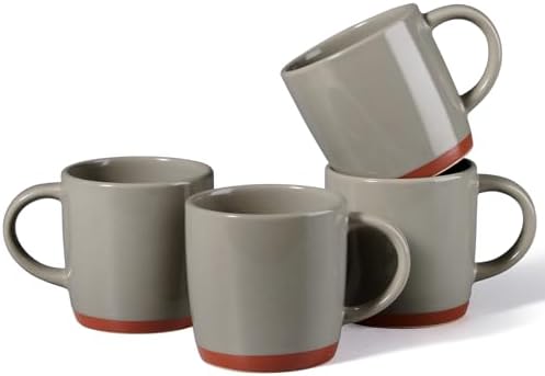 E-far Ceramic Coffee Mug Set of 4, 12oz Modern Coffee Cups, Speckled Khaki by E-far