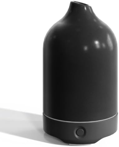 Essential Oil Diffuser, Ceramic Oil Diffuser, 120ML Scent Diffuser for Home, Ultrasonic Aromatherapy Diffuser, Cool Mist Humidifier with 7 Led Light, Auto Shut-Off, Black by Salubrito