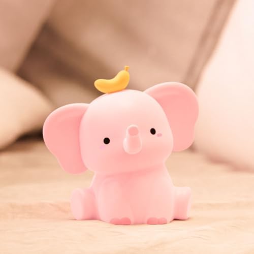 Elephant Lamp, Elephant Cute Night Light Gifts, Rechargeable Bedside Nightlight, Dimmable Squishy Silicone Animal Touch Lamp, Baby Room Decor, Small Night Light for Kids Teens Boys Girls Lovers by DeogosLighting