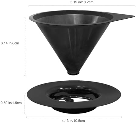 LHS Pour Over Coffee Dripper Reusable Coffee Filter Paperless Coffee Filter Stainless Steel Pour Over Coffee Maker Cone Coffee Dripper for 1-2 Cup,Black - Image 4