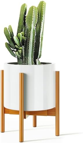 MUDEELA Plant Stand for Indoor, Bamboo Material, Pale Brown, 14.5 Inch Tall by MUDEELA