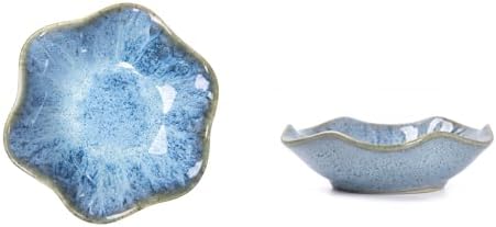 Ceramic Lotus Leaf Jewelry Dish, Small Trinket Tray Ring Holder, Decorative Organizer for Necklace Earrings, Home Decor Gift, Blue by Unknown