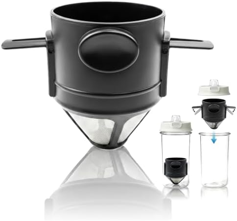 Pour Over Coffee Dripper Foldable,Stainless Steel Coffee Filter,Metal Mesh Coffee Filters Reusable,Portable Backpacking Manual Coffee Maker Single Cup by Unknown