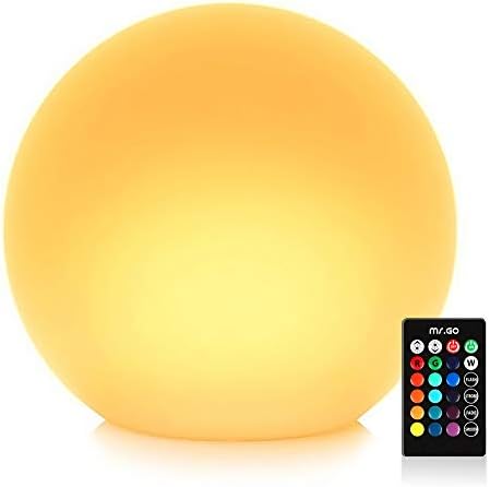 Mr.Go 14-inch LED Ball Light, Cordless Rechargeable Globe Lamp w/Remote by MRGO