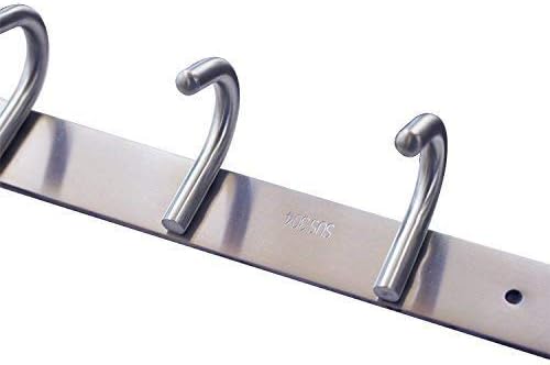 Coat Hook Rack with 8 Round Hooks - Premium Modern Wall Mounted - Ultra durable with solid steel construction, Brushed stainless steel finish, Super easy installation, Rust and water proof