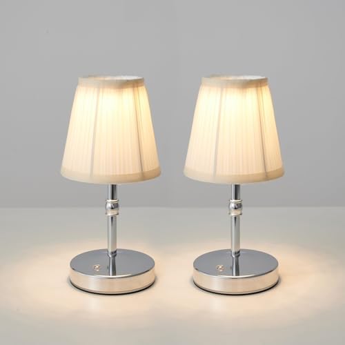 3000 mah Battery lamp,5W LED Small Touch Lamps,3 Color Temperature Dimmable Rechargeable Lamp,Cordless Lamp for Kitchen,Mini Lamps for Small Spaces (Chrome,2 Pack) by Unknown