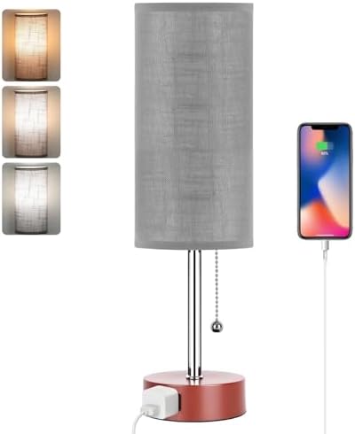 Dott Arts Table Lamp for Bedroom, 3-Color Bedside Lamps with Pull Chain by DottArts