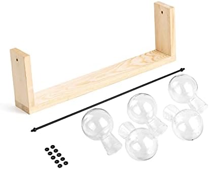 Mkono Plant Propagation Station Wall Desktop Beige Wood Stand 5 Vase Holder - Image 5