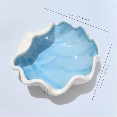 Shell Shape Ceramic Jewelry Tray, Blue Shell Trinket Dish, Ocean Themed Ring Earring Holder, Decorative Organizer for Rings, Earrings, Necklaces, Bracelets, Coastal Beach Home Decor (Blue Shell) - Image 3