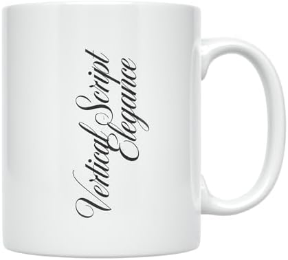 Minimalist Coffee Mug - Vertical Script Elegance Design - 11 oz White Ceramic - Sophisticated Aesthetic - Image 2
