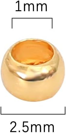 18K Gold Plated Crimp Beads Non Tarnish 2.5mm 600pcs for Jewelry Making Findings