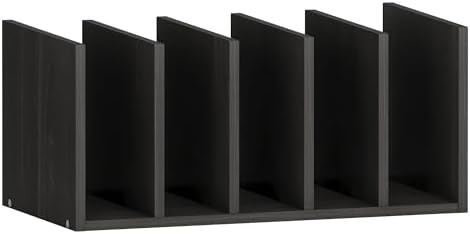 Desk File Holder with Five Tiered Compartments, Wood Desk File Organizer Vertical with Five Storage Compartments, Book Organizer for Desk, Office, Classroom, Black by VPSMATHOME