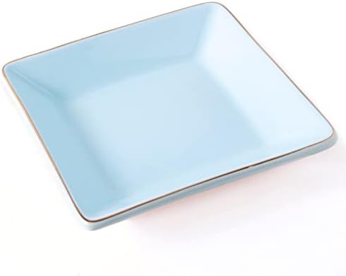 HANKOR Ceramic Jewelry Dish Tray, Decorative Trinket Tray Holder for Ring Earring Key, Gift for Women Girls, 4.7inch (Light Blue) by HANKOR