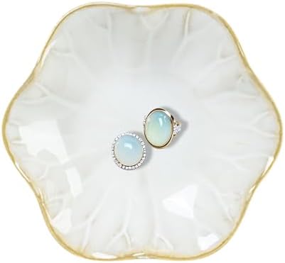 Lotus Leaf Ceramic Jewelry Ring Dish for Women (Pure White) by Dazuihou