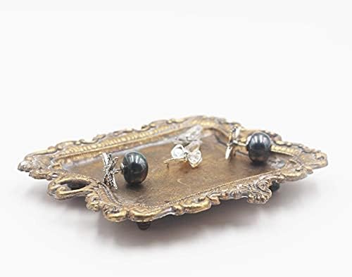 Funly mee Small Antique Trinket Dish Vintage Gold Metal Jewelry Tray, Ring Holder-5.3 x 3.5 x 1.2 inches - Image 4