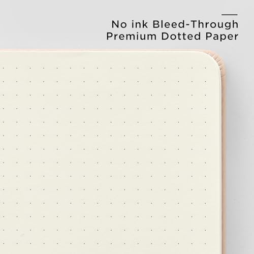 &And Per Se Dotted Journal Notebook, A5 Hardcover Leather Dotted Journal, 160 Pages 100gsm Thick Dot Grid Paper, 3 Sheets of Stickers Included - 5.7'' x 8'' (Apricot) - Image 5