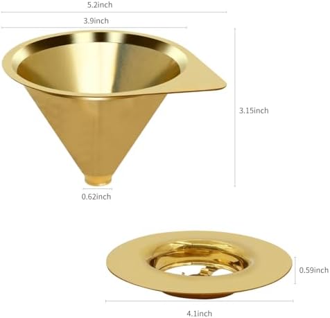 LHS Pour Over Coffee Dripper Reusable Coffee Filter Paperless Coffee Filter Stainless Steel Pour Over Coffee Maker Cone Coffee Dripper for 1-2 Cup,Gold - Image 3