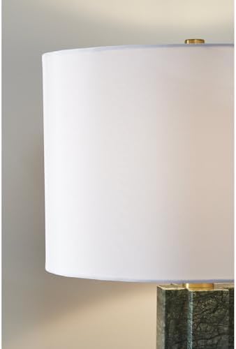Signature Design by Ashley Keegan Table Lamp, Stately 28" Height, Green Marble and Metal Base with Drum Hardback Fabric Shade, Contemporary Lighting for Living Room, Green - Image 5