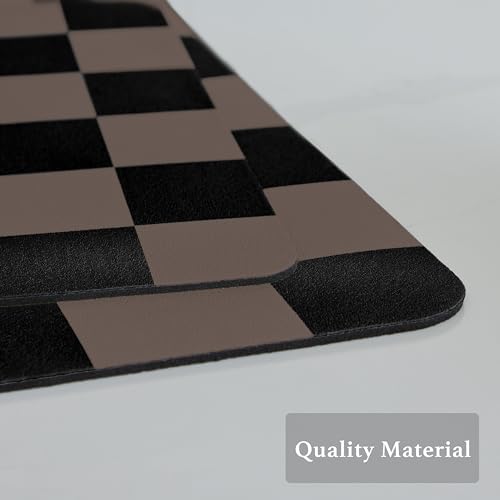 Ohocut Checkered Dish Drying Mat for Kitchen Counter, Coffee Bar Station Accessories, Retro Cute Aesthetic Modern Absorbent Drainer Mat Kitchen Drying Mat Easy Clean Brown and Black, 19" x 12" - Image 6