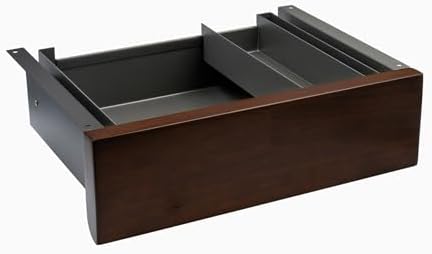 Desky Minimal Under Desk Drawer – Slim Pull-Out Metal Storage Organizer for Sit-Stand Desks, Smooth Glide, Space-Saving Design, Easy Mount, Dark Walnut Rubberwood & Space Gray Frame by Desky