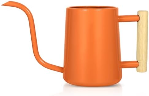 Watering Can Indoor Plants, 35 oz/1000 ml Metal Stainless Steel Watering Can Pot with Long Spout for Indoor House Plants Bonsai Outdoor Garden Flower Decorative (Orange) by Unknown