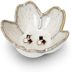 Koythin Flower Trinket Dish, Ceramic Jewelry Ring Holder Dish & Trinket Bowl, Small Decorative Plate Tray, Jewelry Plate Bowl for Rings, Keys, Earrings, Birthday Gifts, Bedroom Decor for Women (Grey) by Koythin