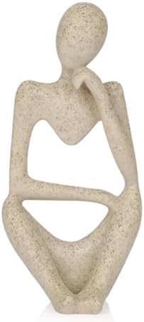 Sandstone Resin Thinker Statue Style Abstract Sculpture, Sandstone, Right by Ozzptuu