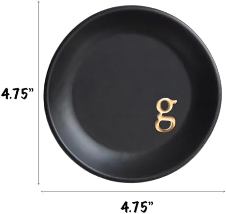 COLLECTIVE HOME - Ceramic Jewelry Tray, Decorative Trinket Dish for Rings Earrings Necklaces Bracelet Watch Keys, Birthday Mother's Day Christmas Gift for Women, 4.75", Black Surface (g) - Image 2