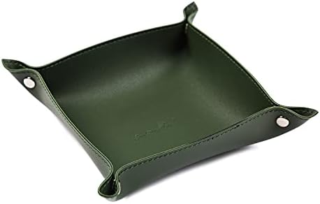 Leather Jewelry Valet Tray for Women and Man (Dark Green-B) by SANQIANWAN