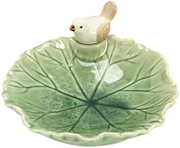 Cute Bird Lotus Ceramic Trinket Dish,Jewelry Ring Dish, Ceramic Trinket Tray, Key Bowl, Dessert Plate,Bathroom Decoration (Green) by FsocpenBrandFlagship